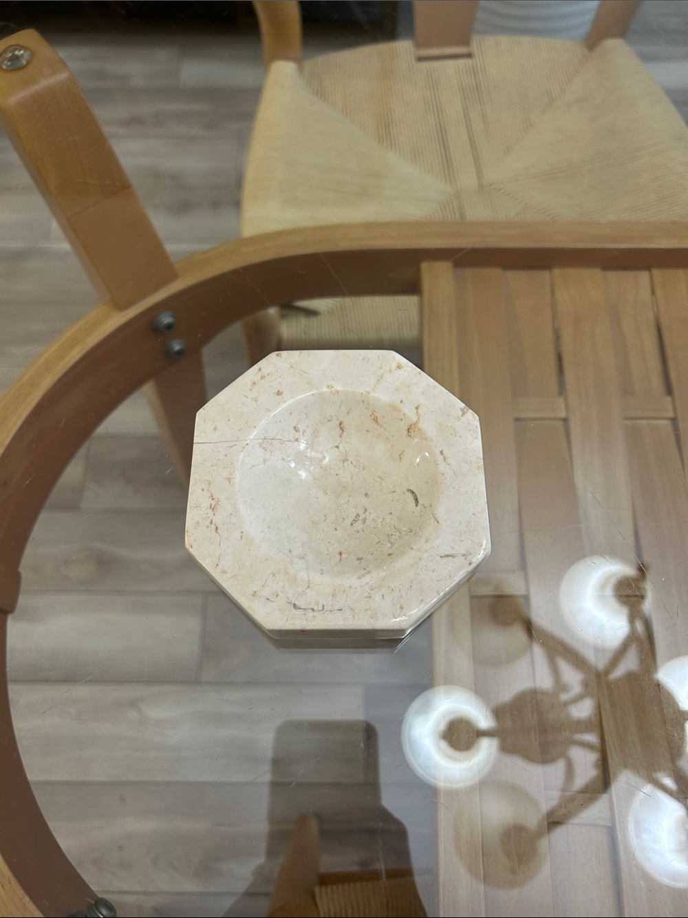 Octagonal Marble Trinket Dish - Cream